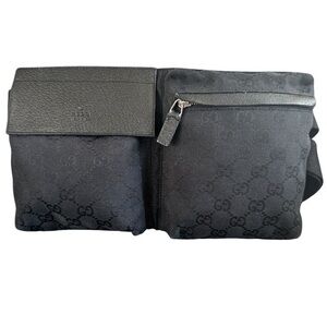 Gucci GG Canvas Waist Pouch Leather Black